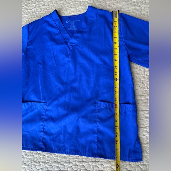 Prism Medical Scrub Top Blue Short Sleeve Pockets V-Neck Nurse Unisex Size XXS - Picture 7 of 9